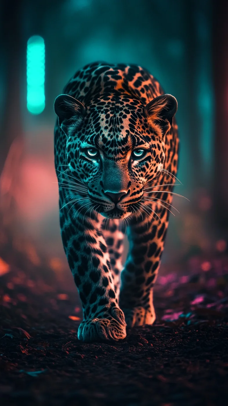 leopard walking in nature wallpaper