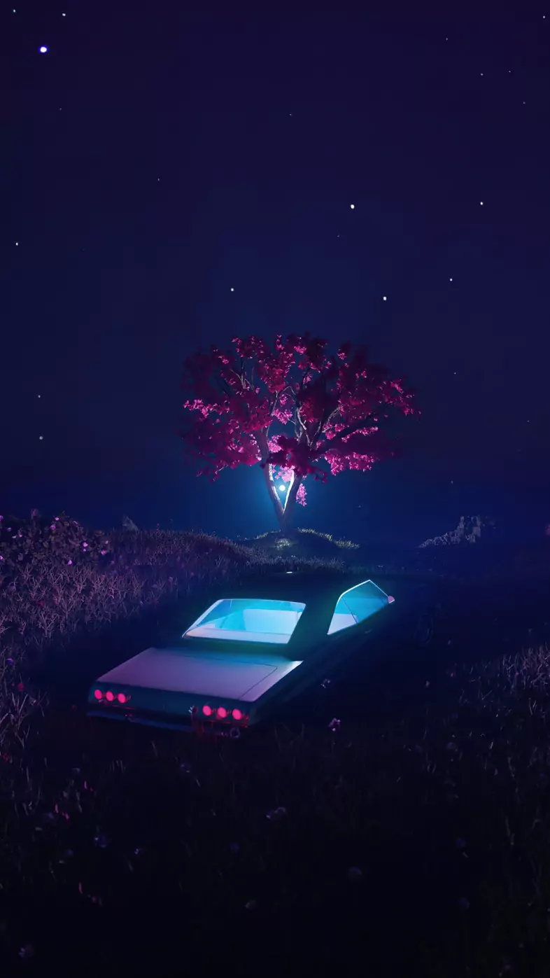 light tree car wallpaper