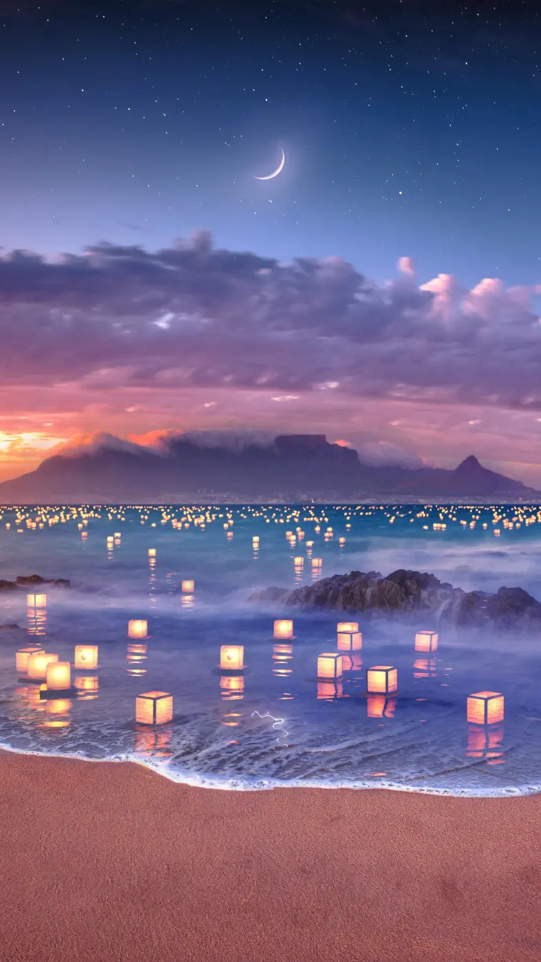 lights beach water wallpaper