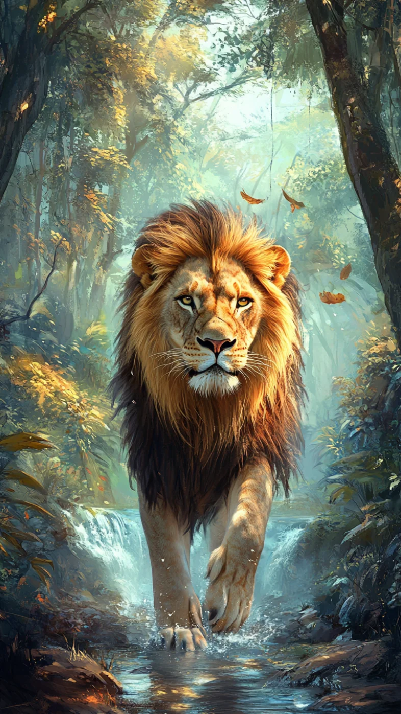 lion in jungle wallpaper