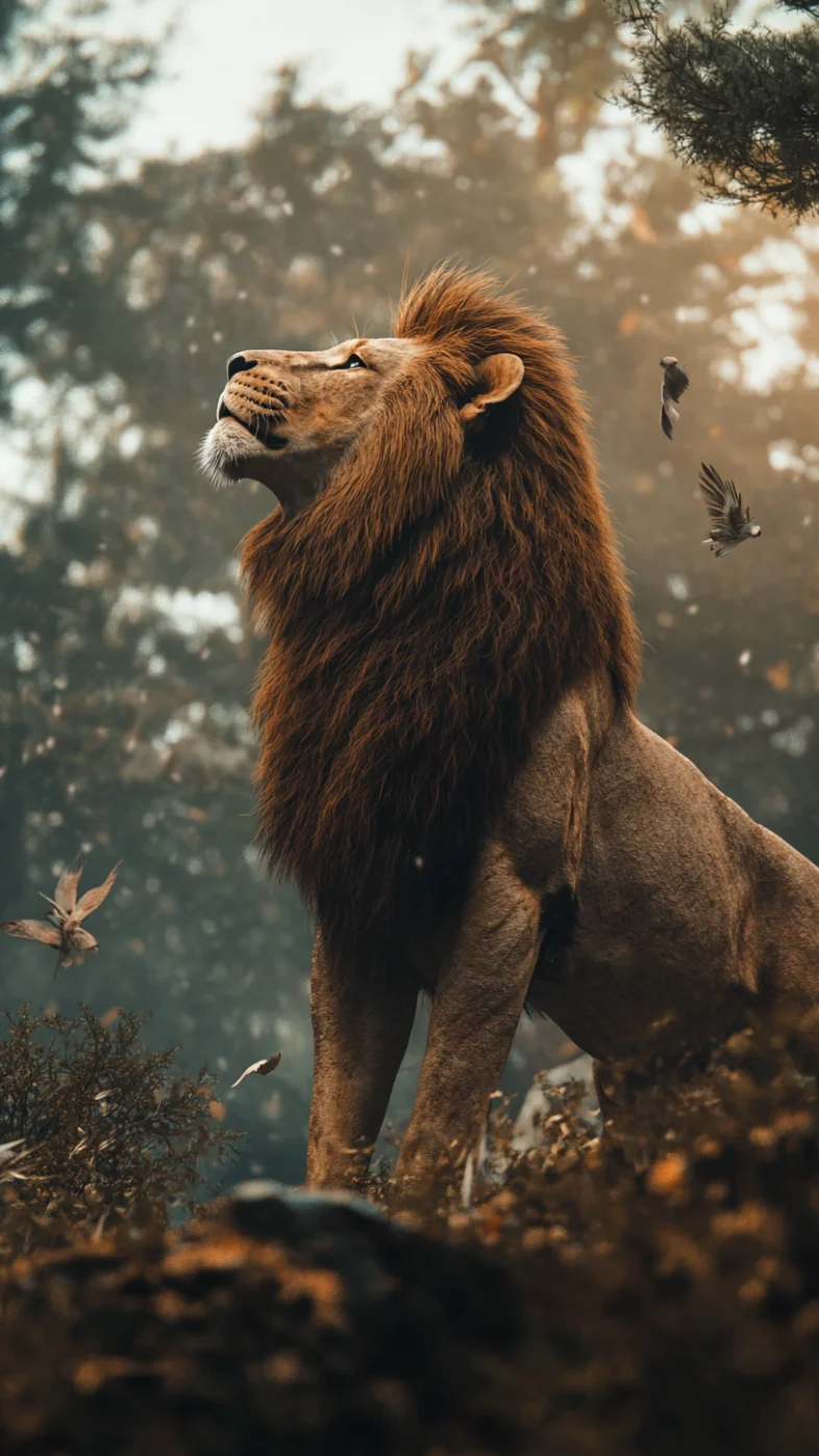 lion in jungle wallpaper