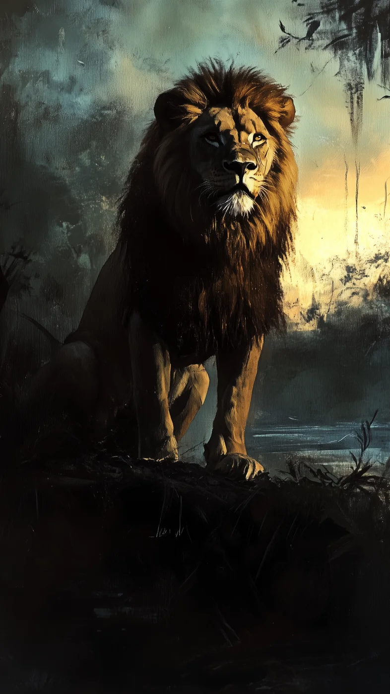 lion in jungle wallpaper