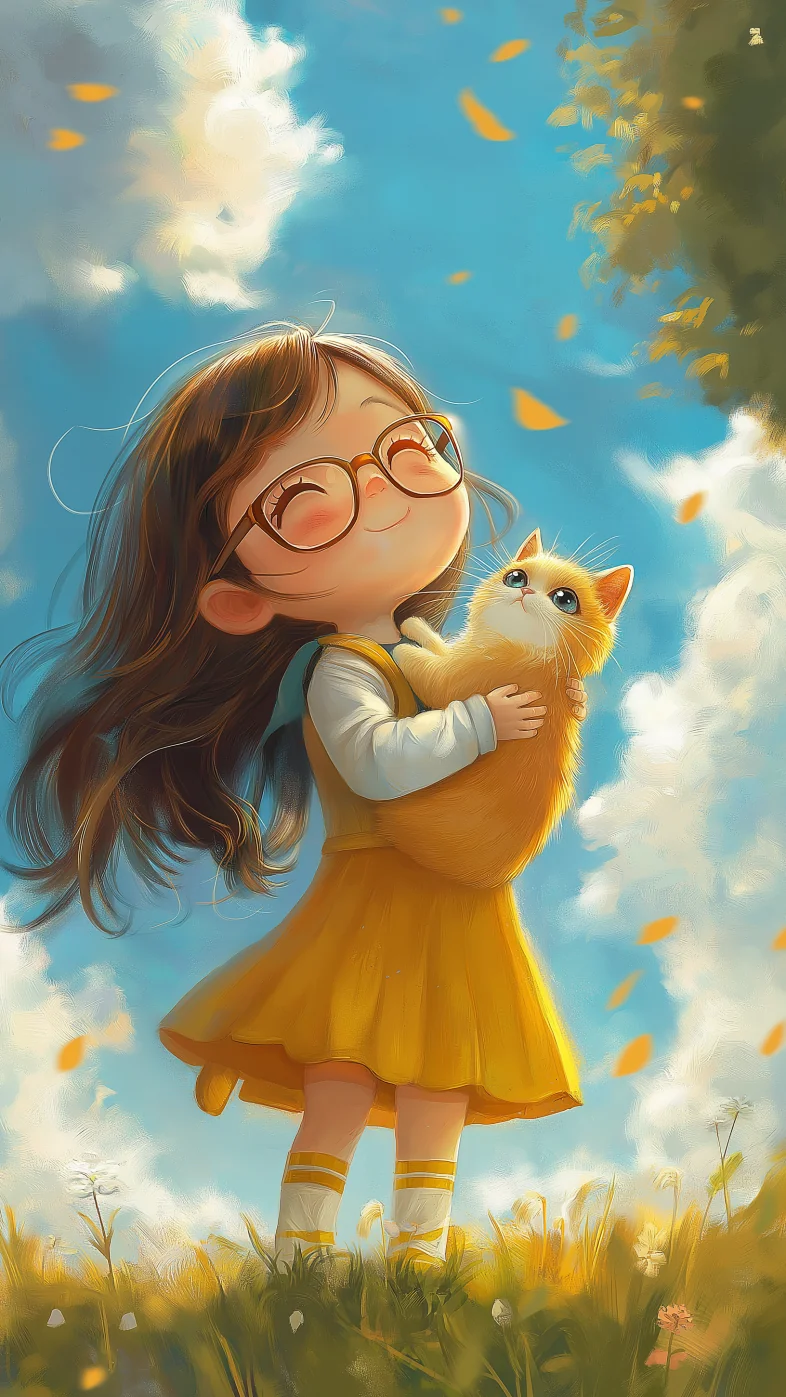little girl holding a cat wallpaper