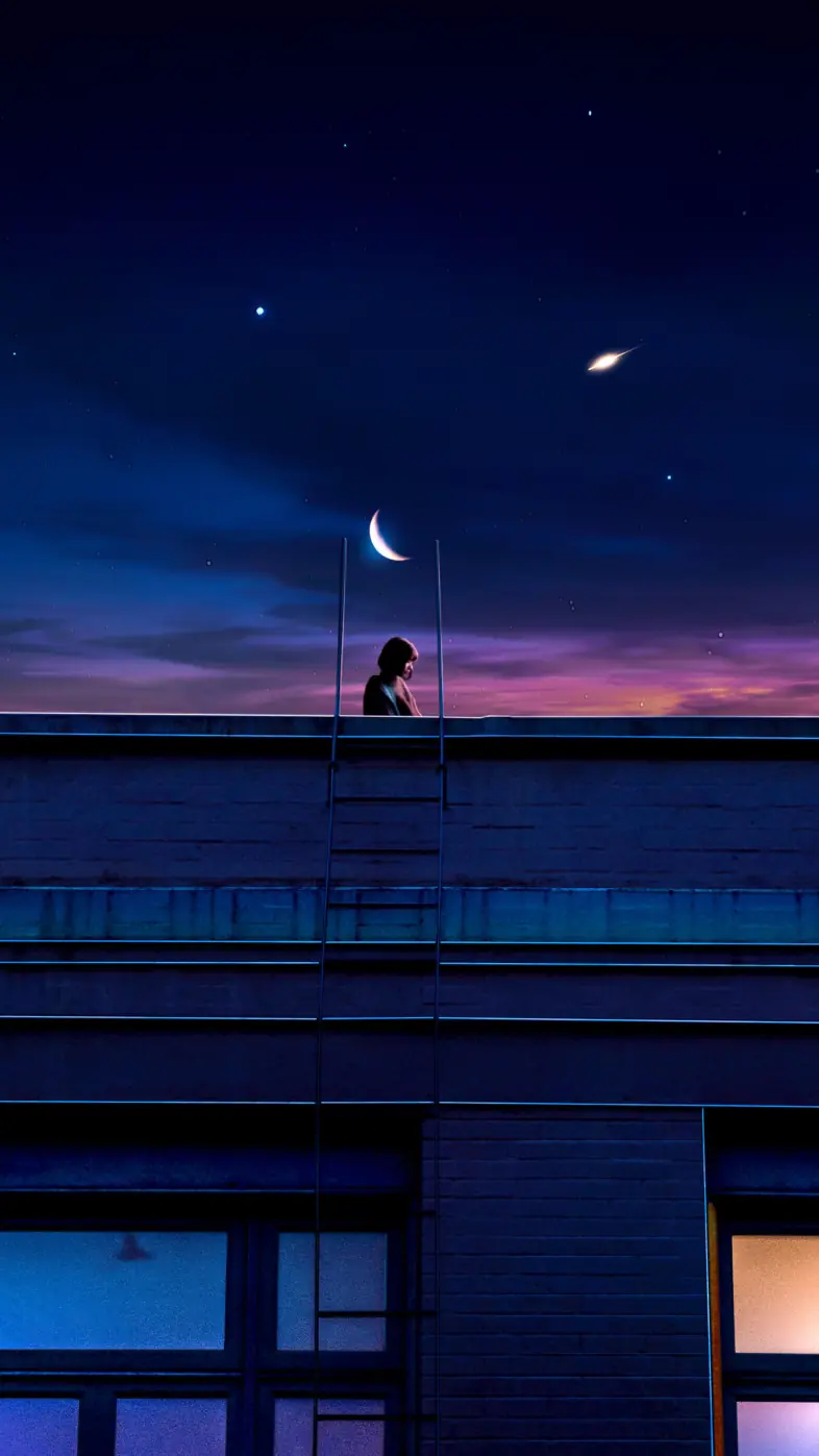 lofi girl moon wallpaper