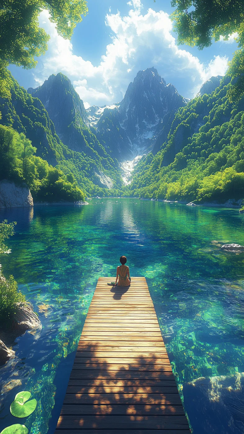 lonely girl lake wallpaper