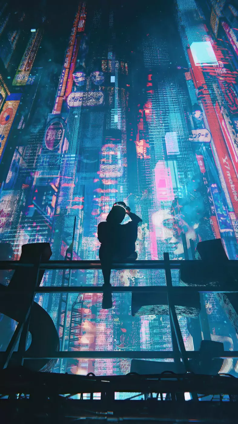 longing cyberpunk neon light wallpaper