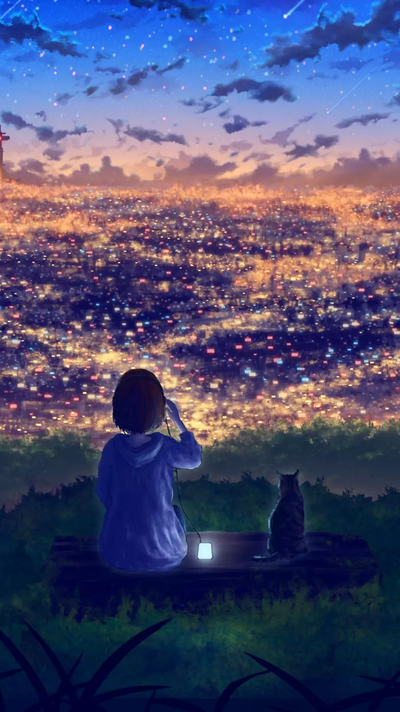 looking at city hd anime girl cool wallpaper
