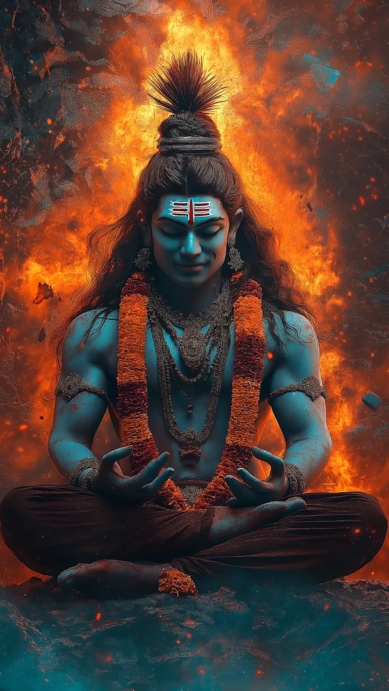 lord shiva god fire art wallpaper