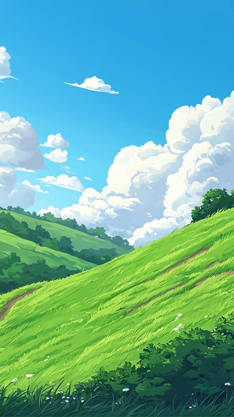 loud and rolling grassy slopes art wallpaper