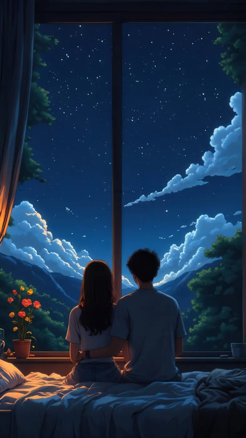 love and the night sky wallpaper