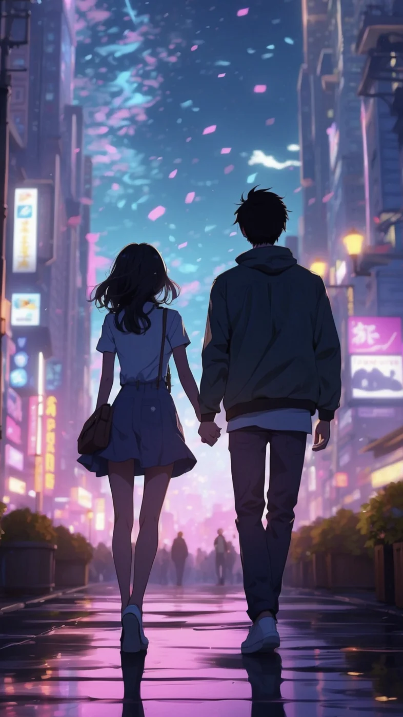 love couple city anime wallpaper