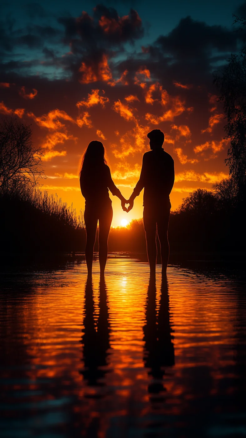 love couple silhouette wallpaper