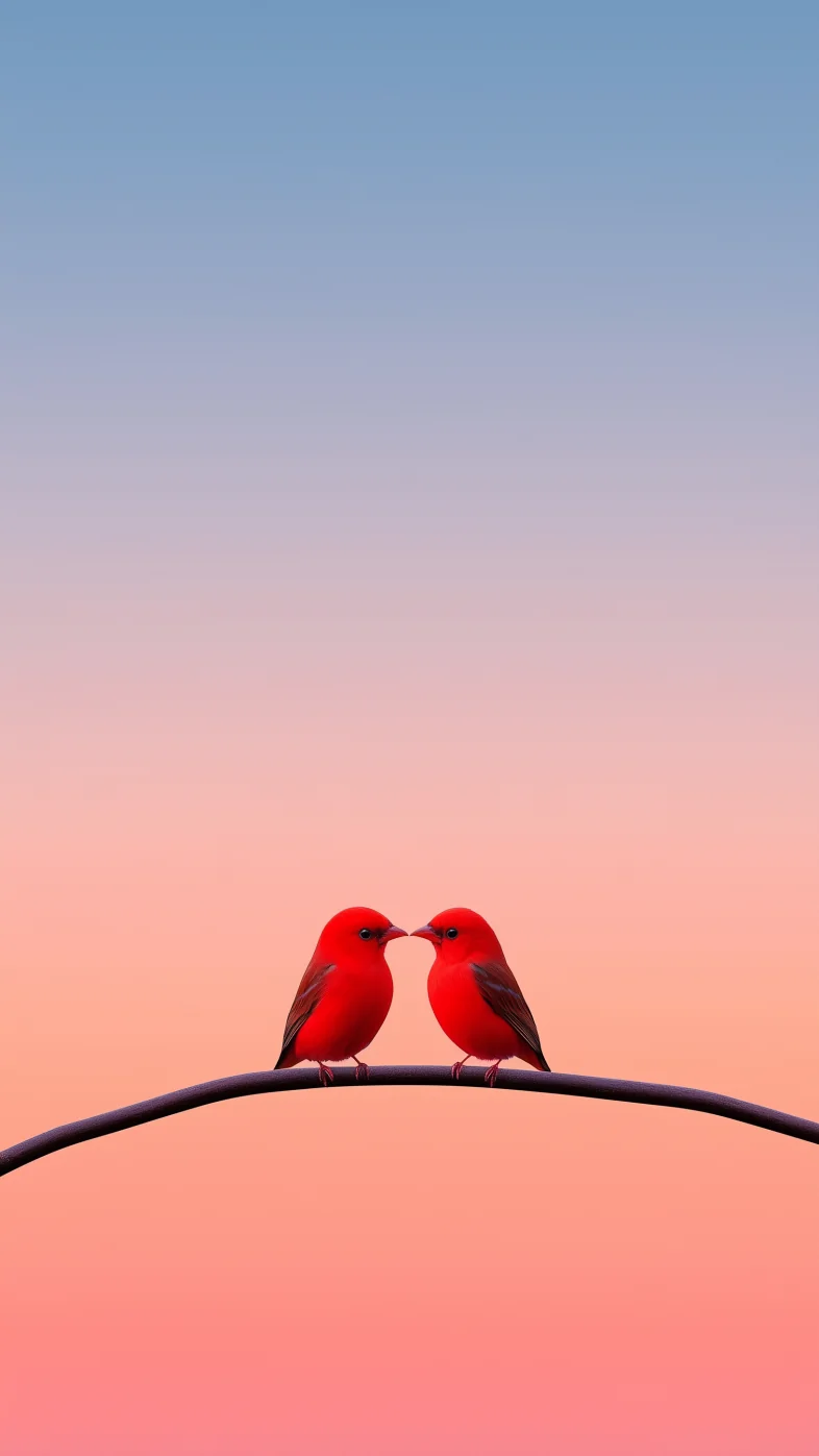 lovebirds heart  silhouettes sunset wallpaper