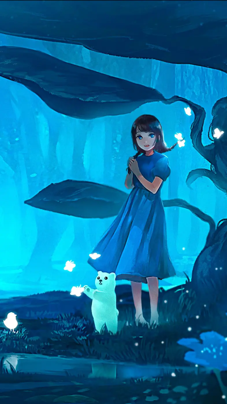 magical land with friend anime girl wallpaper
