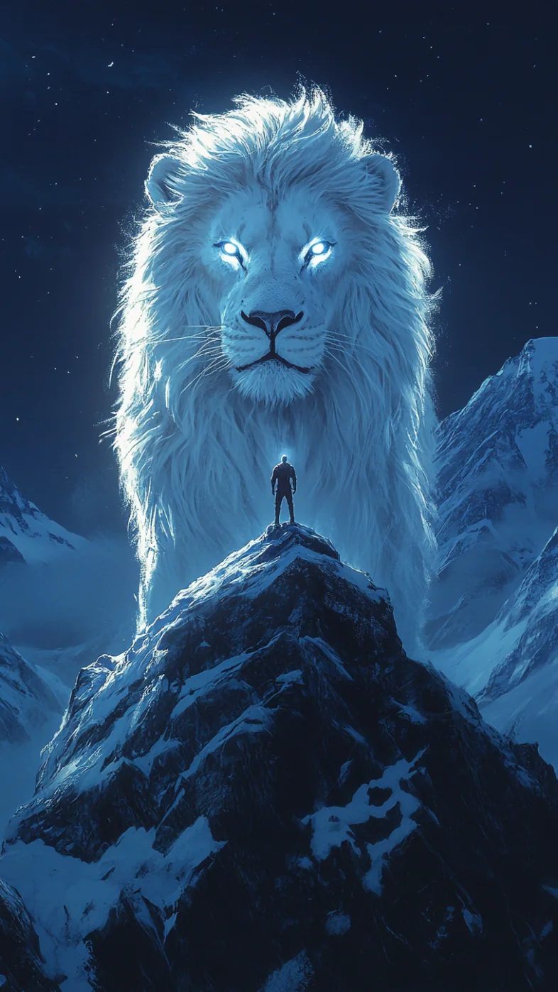 man and white lion wallpaper