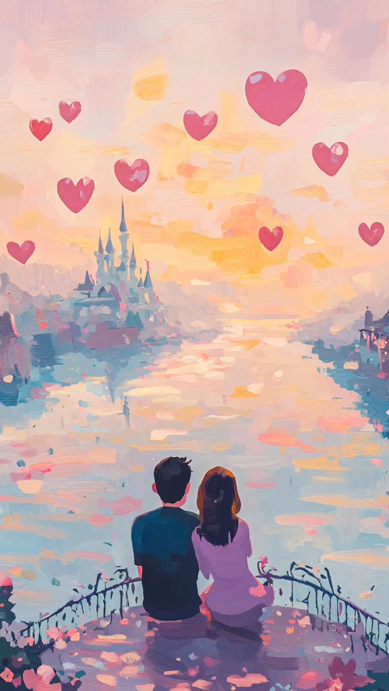 man and woman Walking painting wallpaper
