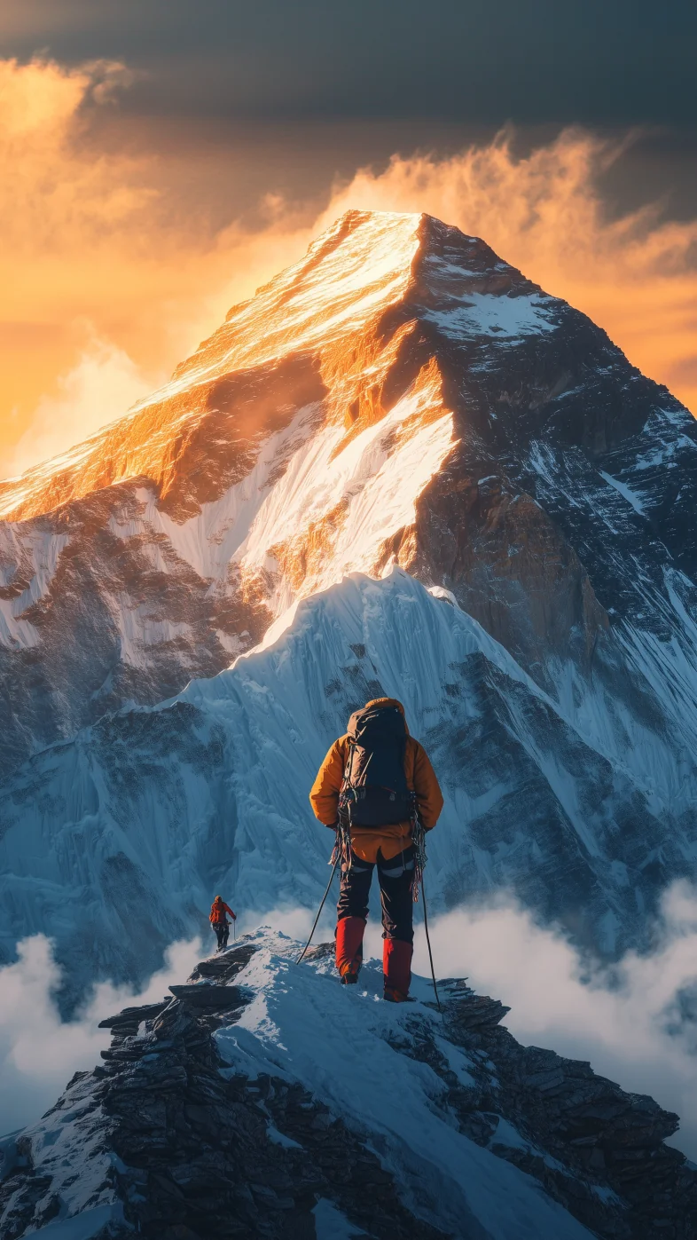 man on top mountain wallpaper