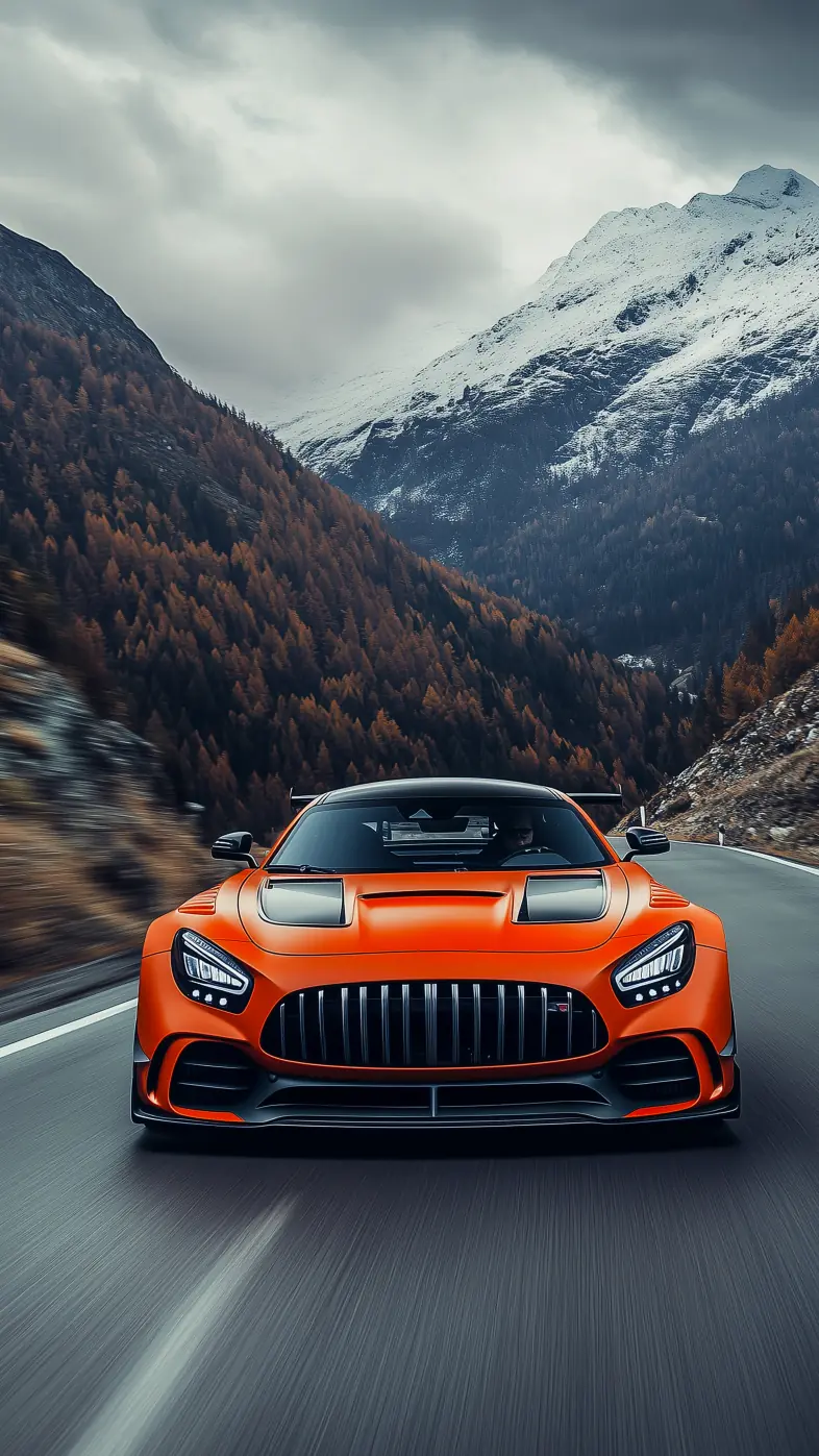 mercedes speed road orange wallpaper