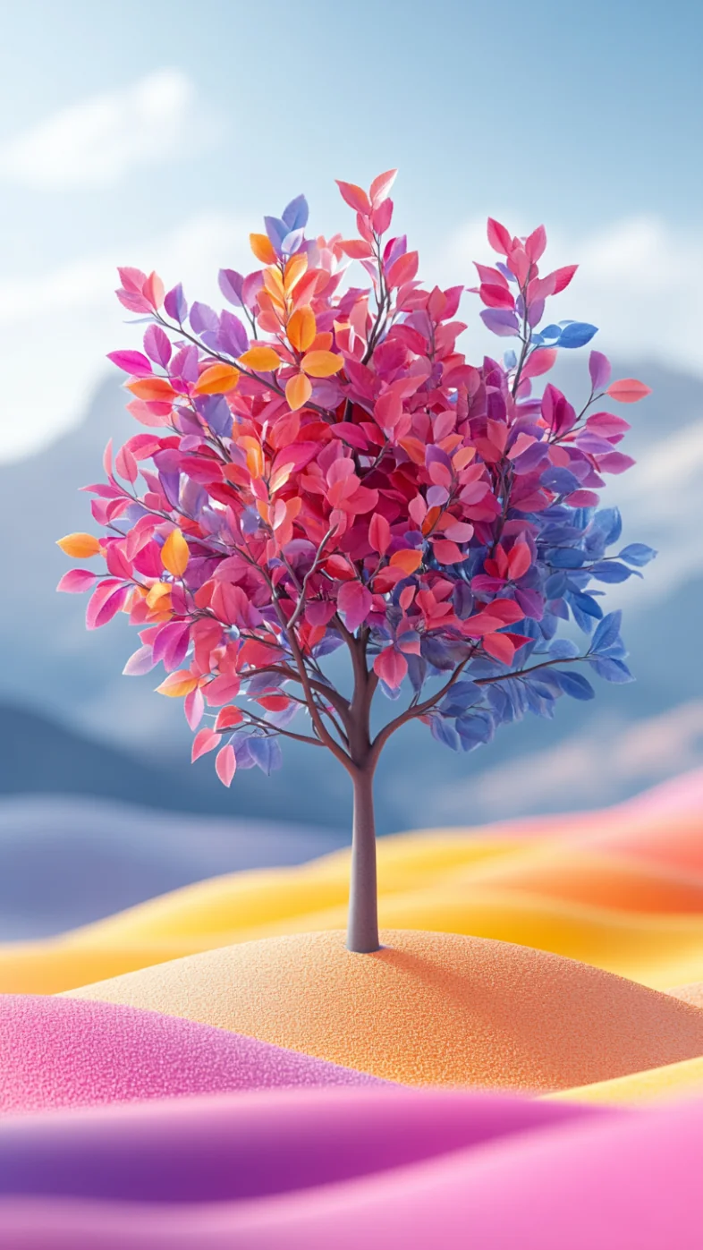 minimalist cute tree colorful wallpaper