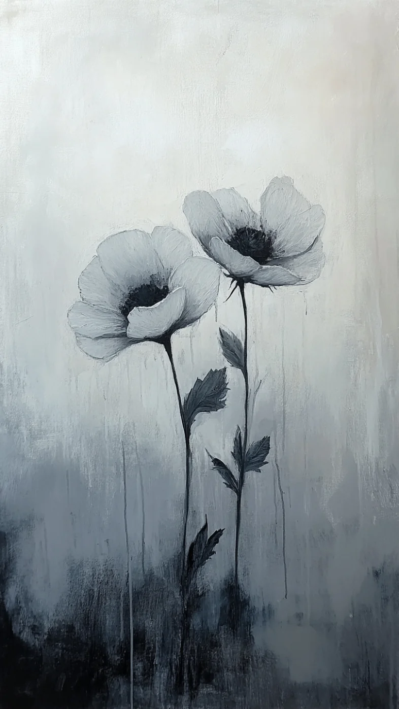 minimalistic painting vintage floral wallpaper