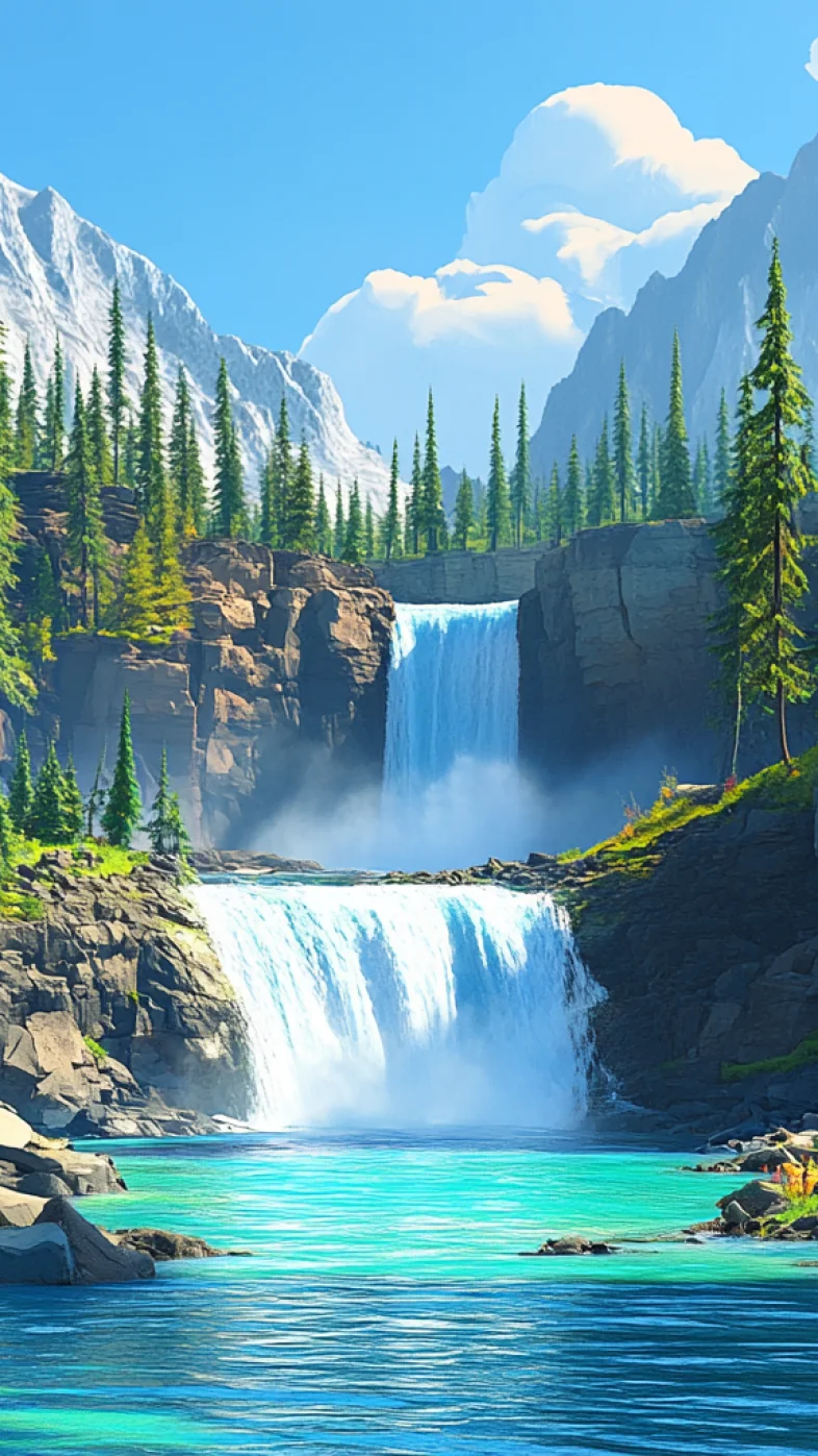 minimalistic waterfall wallpaper