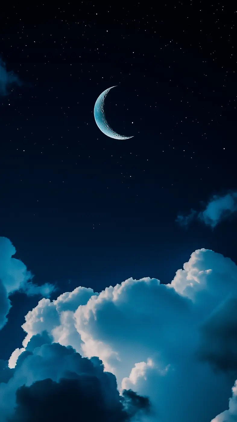 moon night stars sky clouds wallpaper