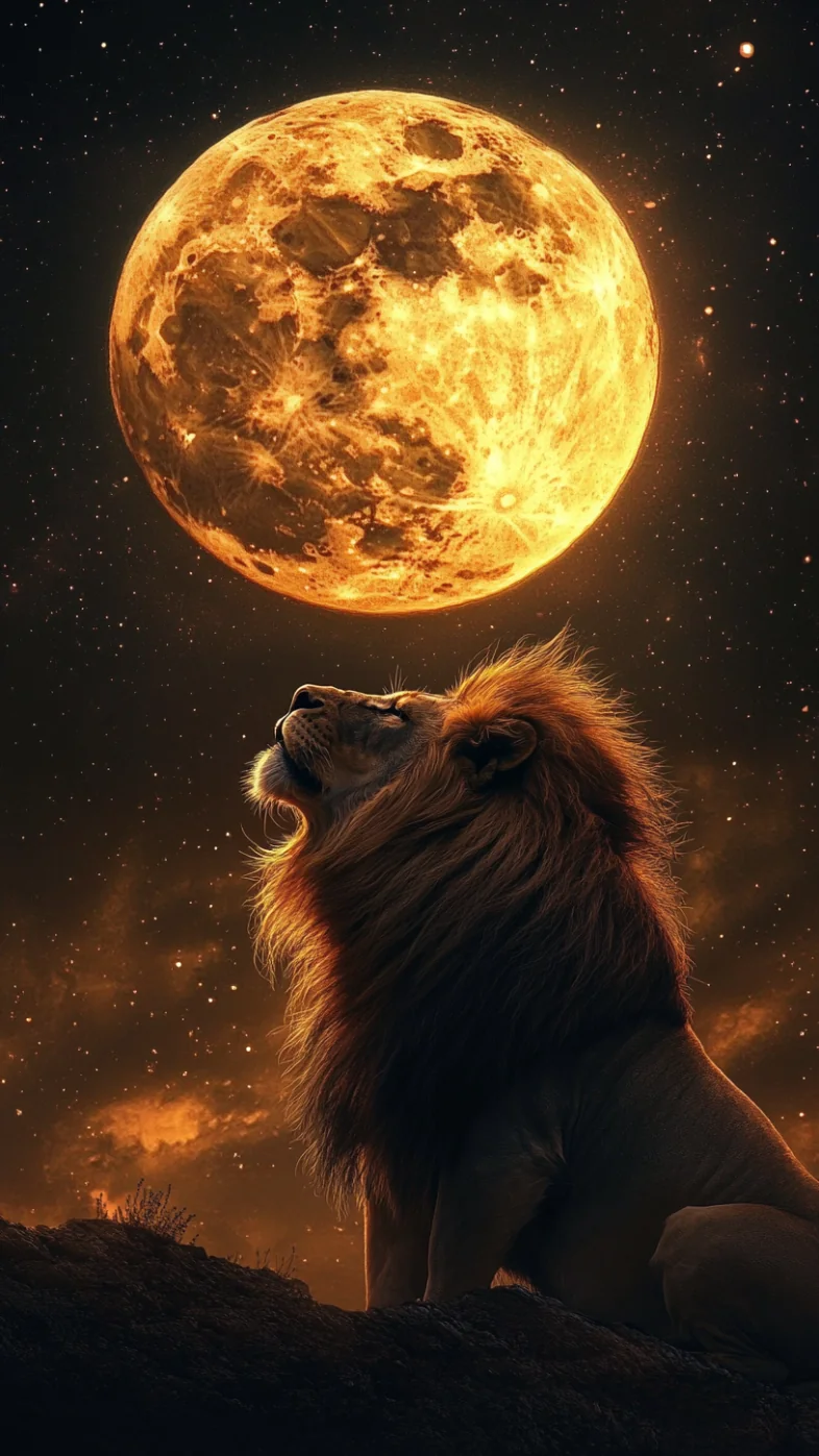 moon with a lion wallpaper