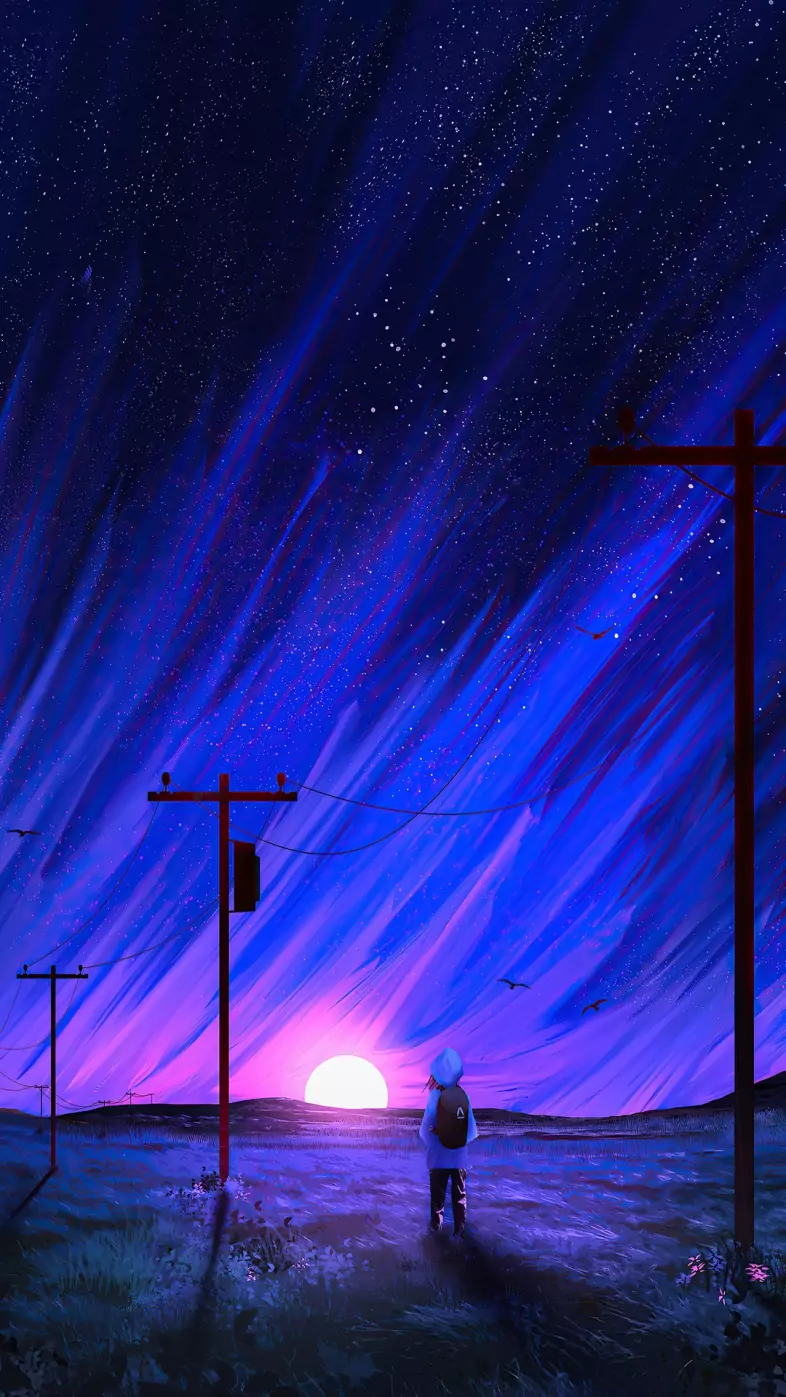 morning powerlines wallpaper