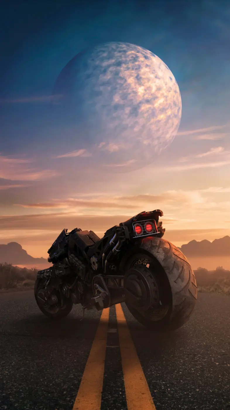 motorcycle bike red planet wallpaper
