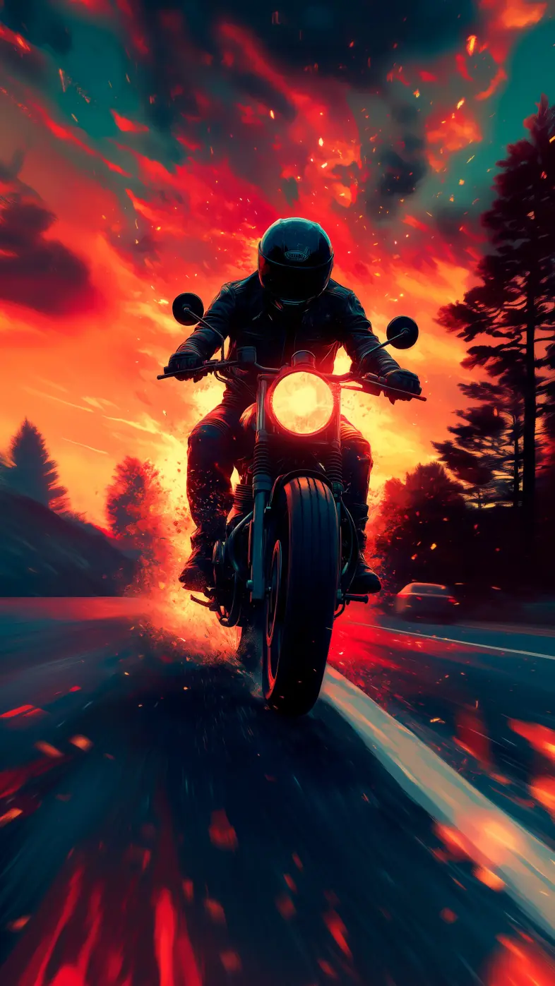 motorcyclist biker road fast speed wallpaper