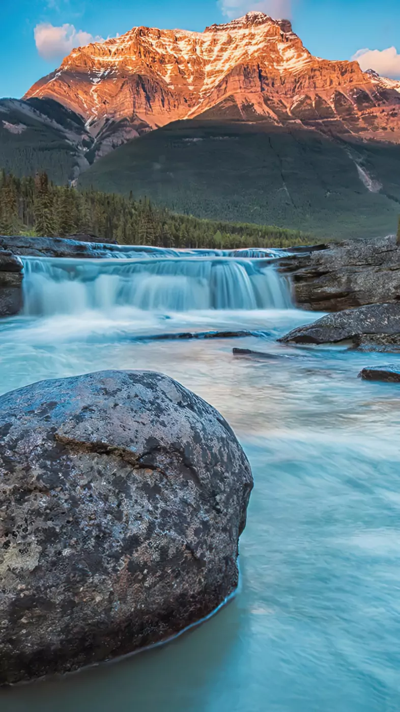 mount fryatt and athabasca falls wallpaper