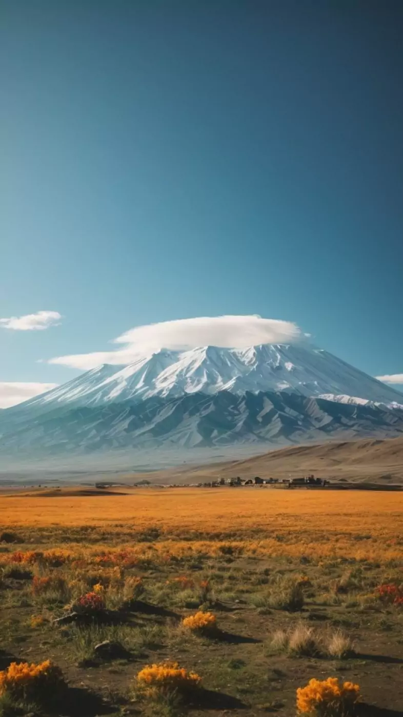 mountain Ararat with clouds wallpaper