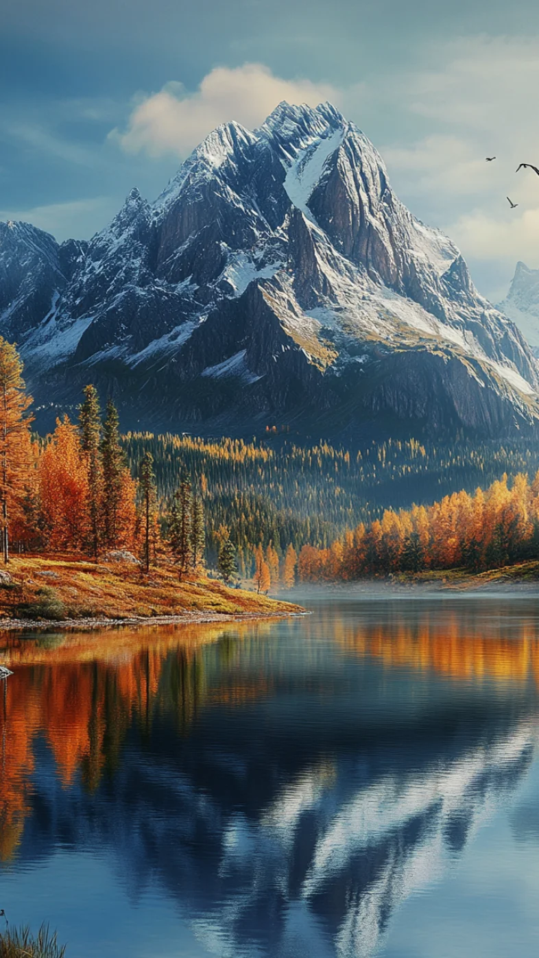 mountain sunshine with lake wallpaper