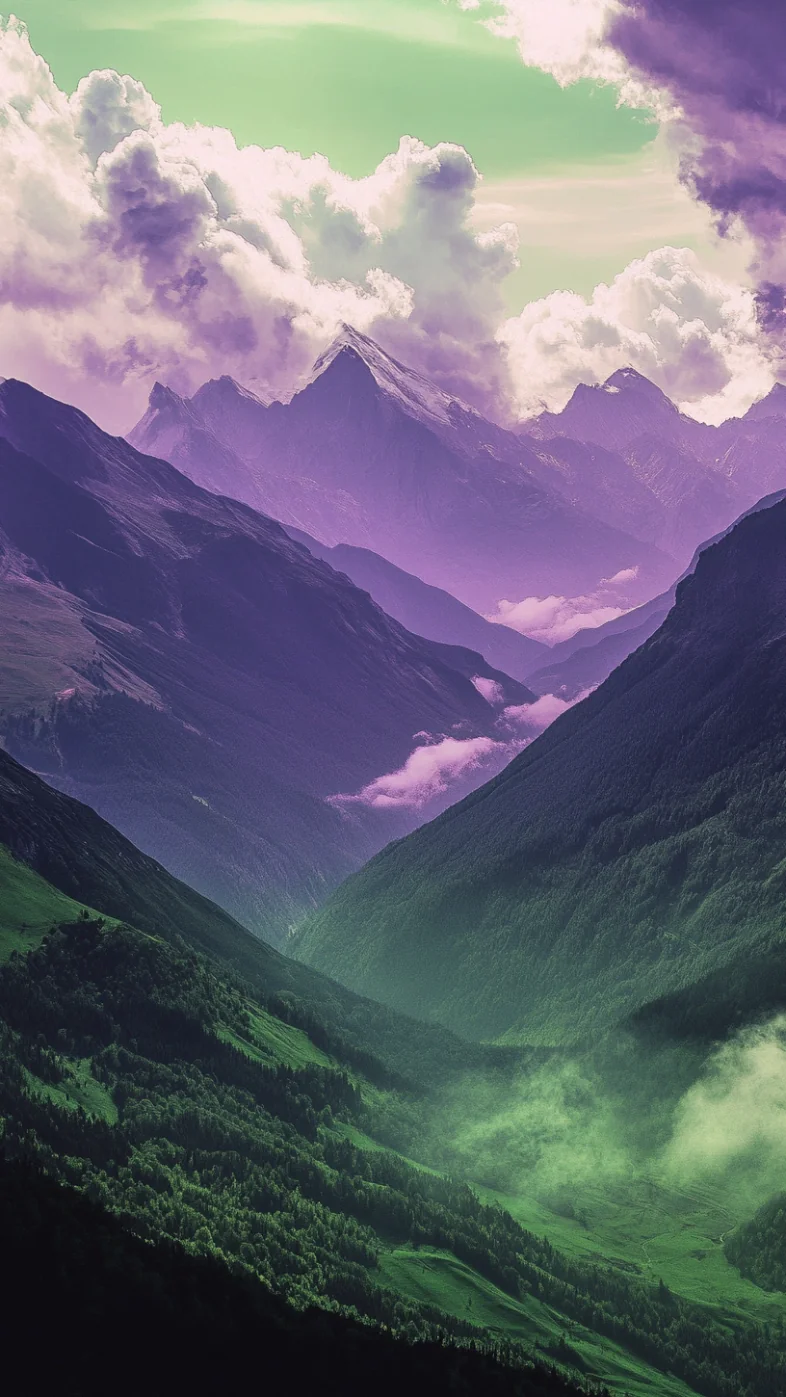 mountains clouds in shades wallpaper