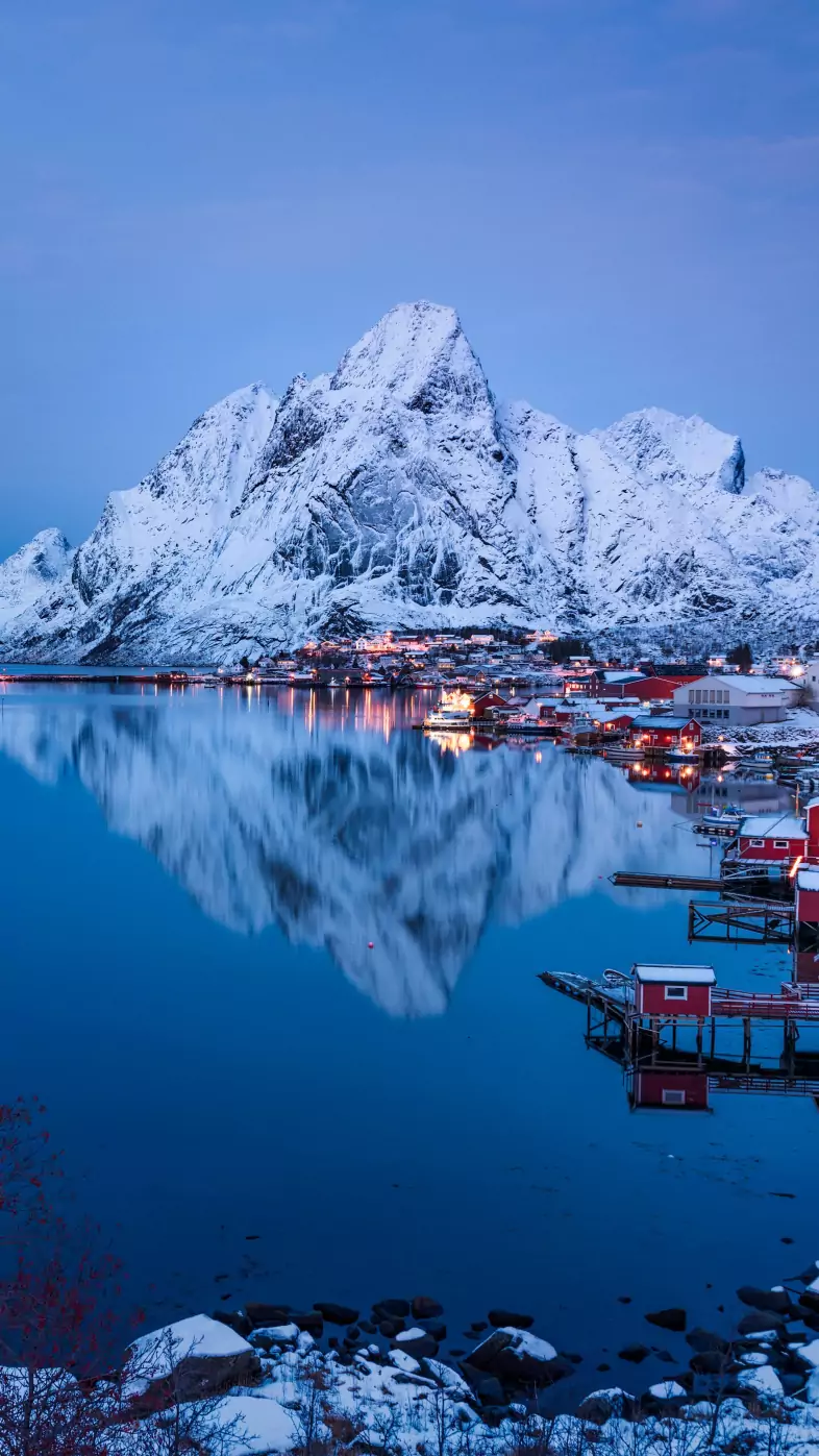 mountains houses winter wallpaper