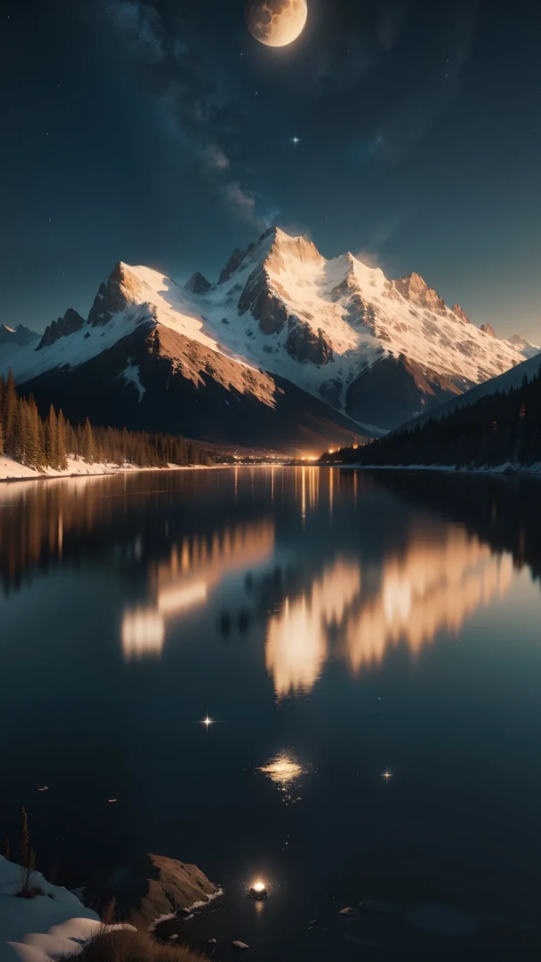 mountains with moon wallpaper