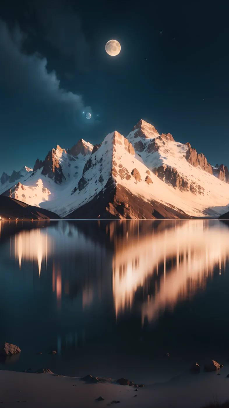 mountains with moon wallpaper