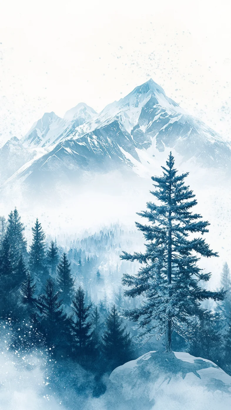 mountains with snow art wallpaper