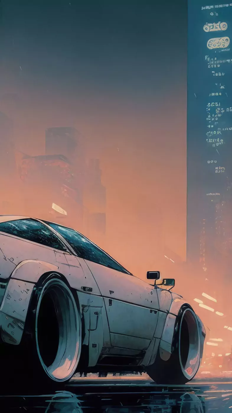 neo tokyo cyber city car wallpaper