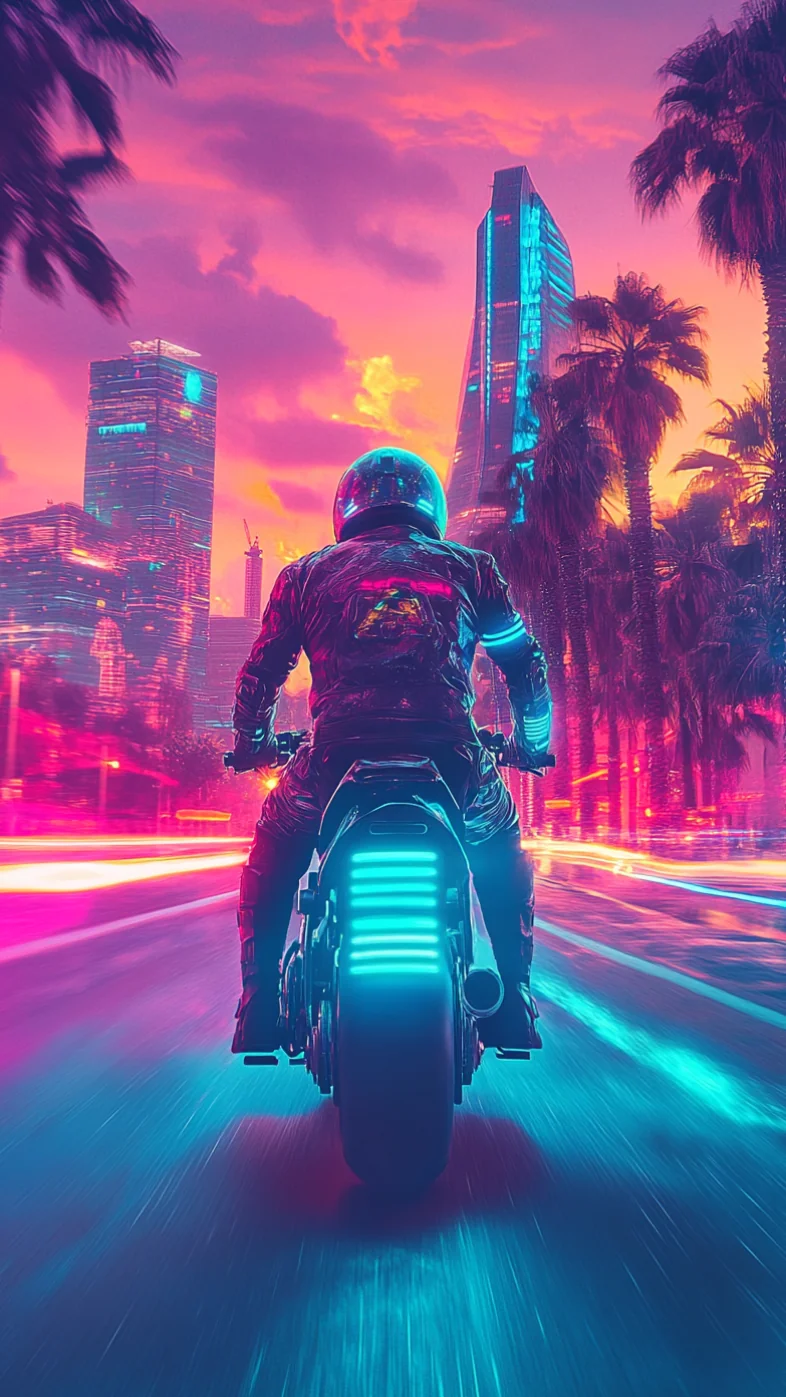 neon bike rider wallpaper