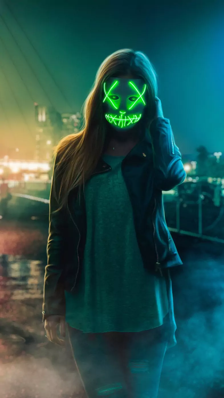 neon eye mask girl wallpaper