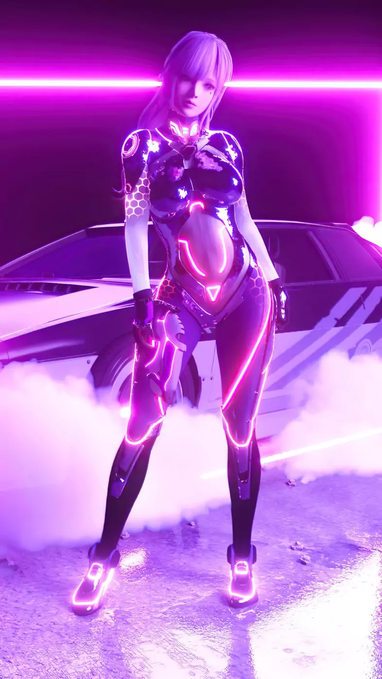 neon girl wallpaper