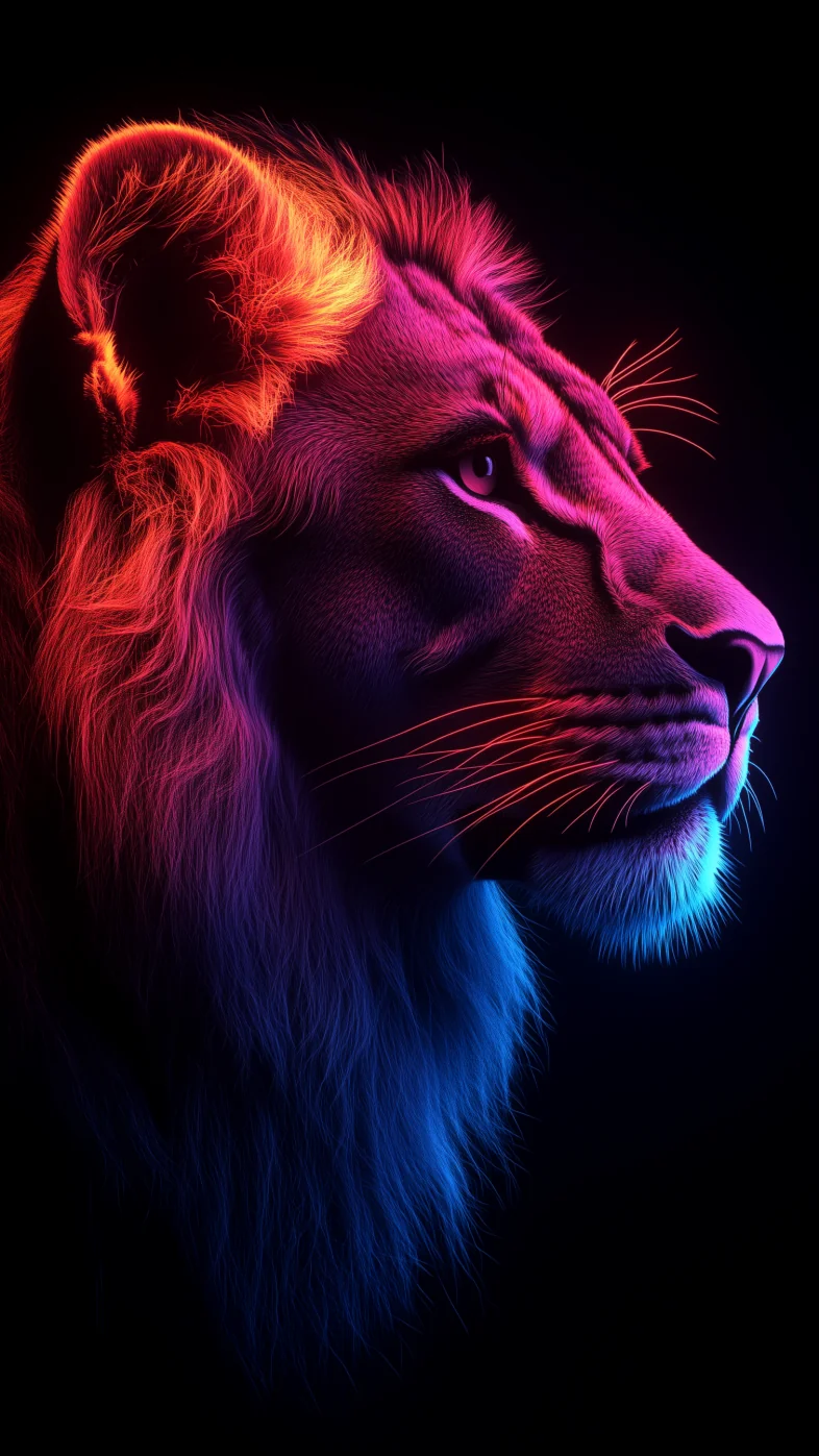 neon lion wallpaper