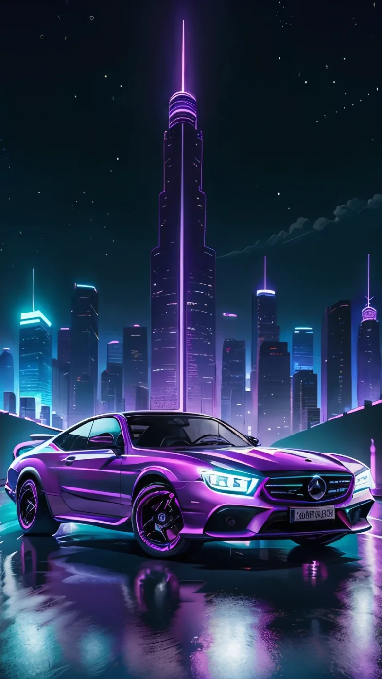 neon mercedes amg car wallpaper