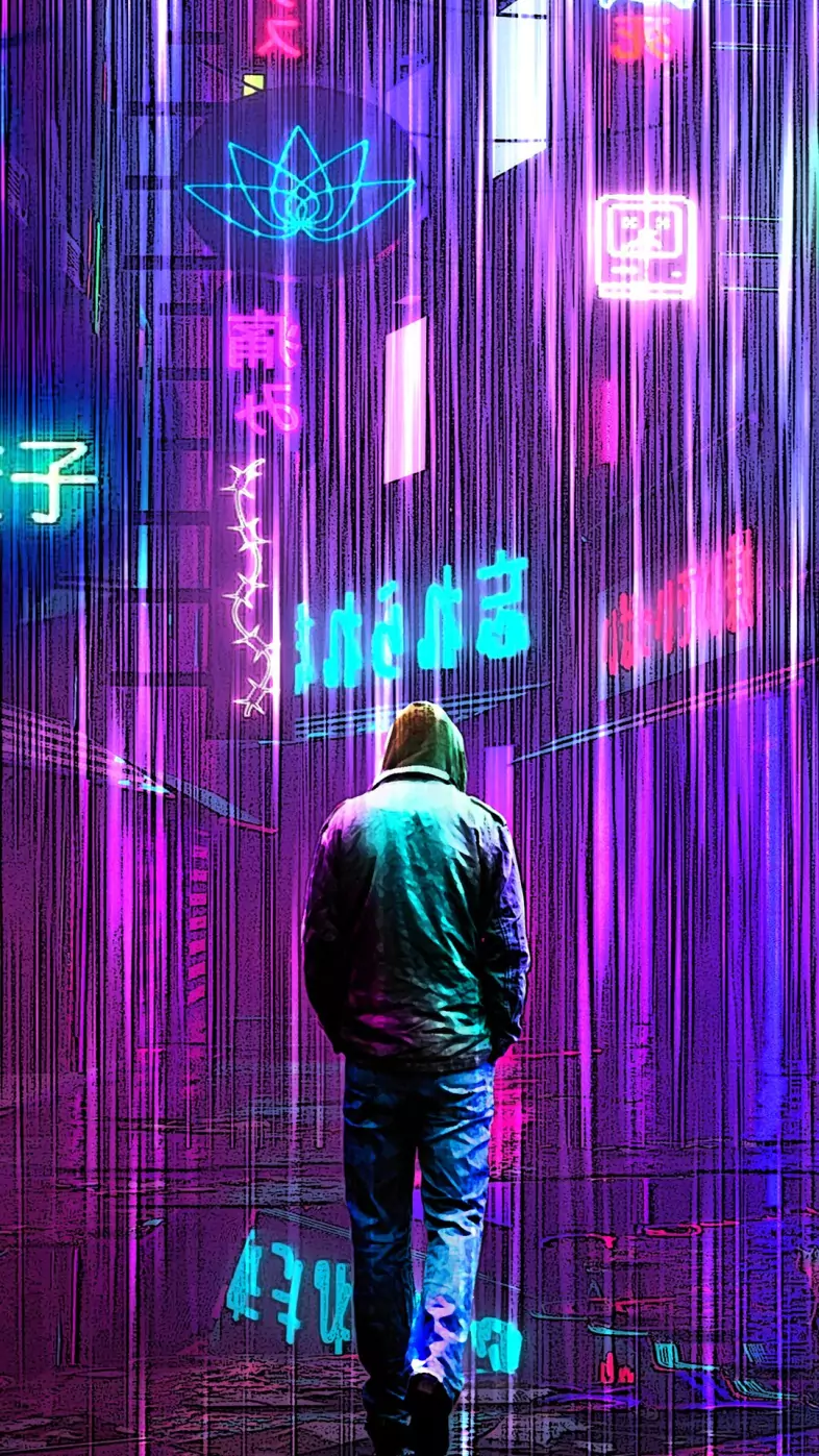 neon rainy lights wallpaper