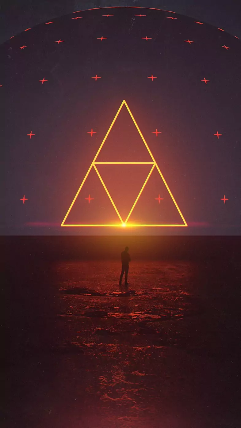 neon triangle digital art wallpaper