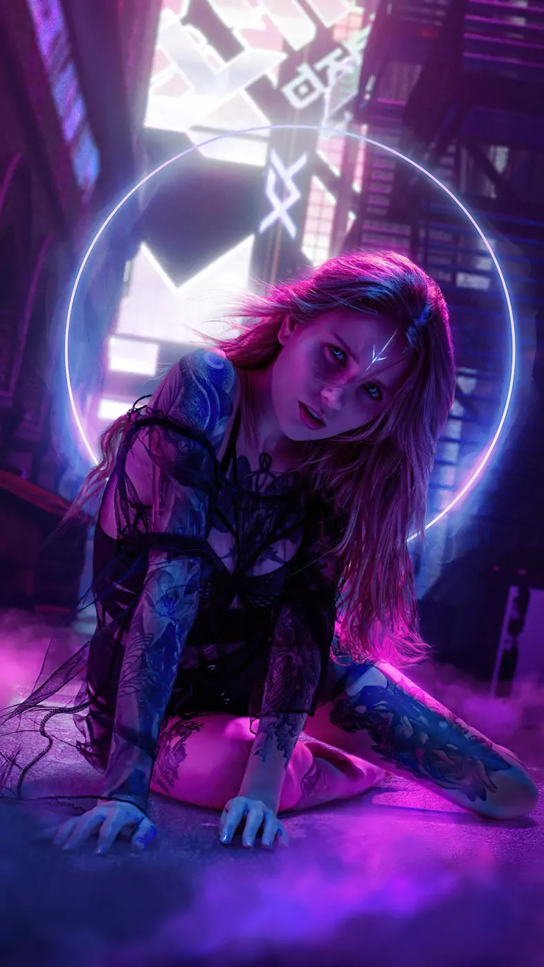neon witches girl wallpaper