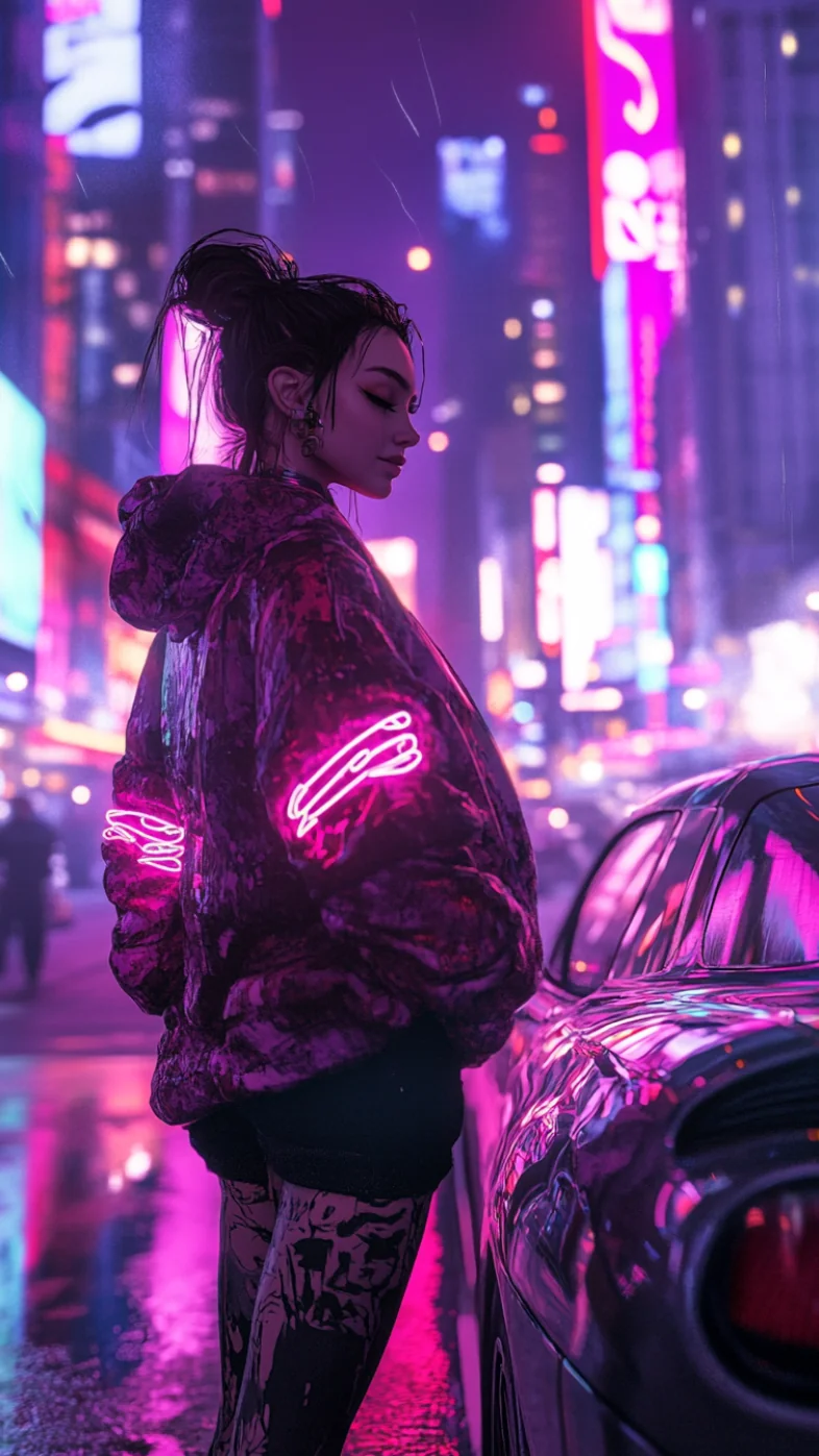 neonpunk girl wallpaper