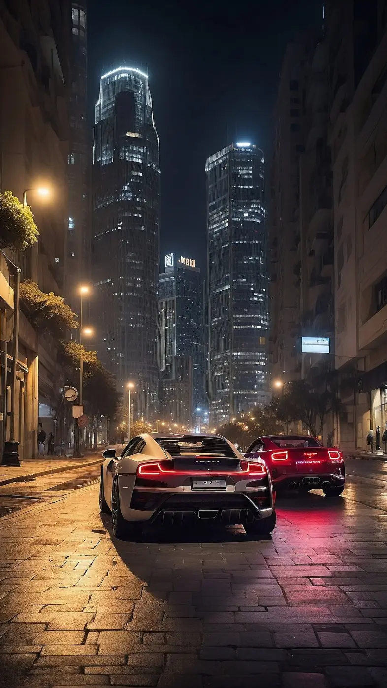 night city lights cars  wallpaper