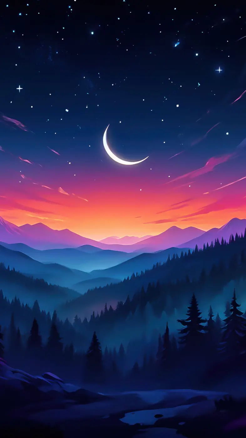 night sky mountains sunset wallpaper